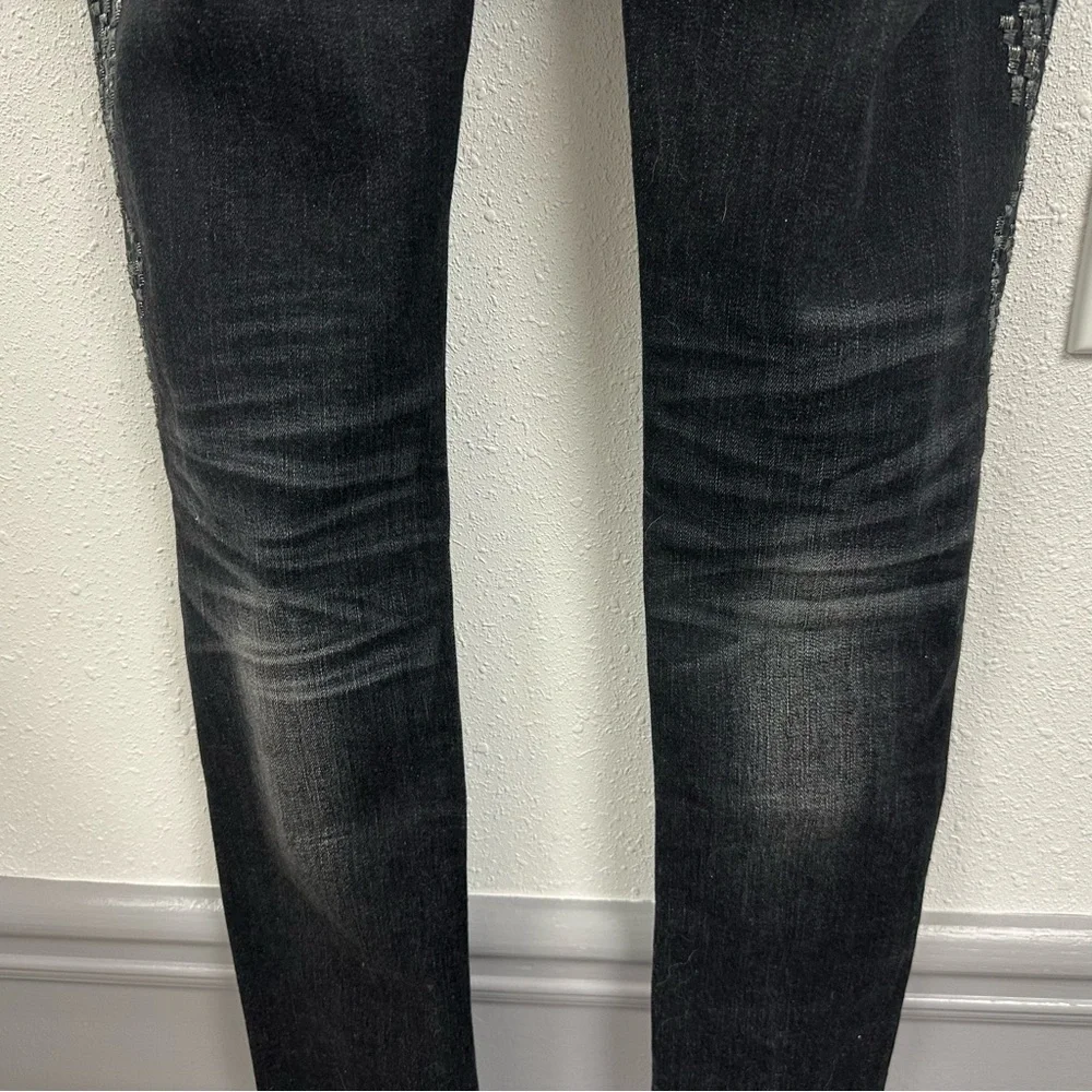 Miss Me Women's Whiskered Black Skinny Jeans Embroidered Side Detail - Picture 11 of 16